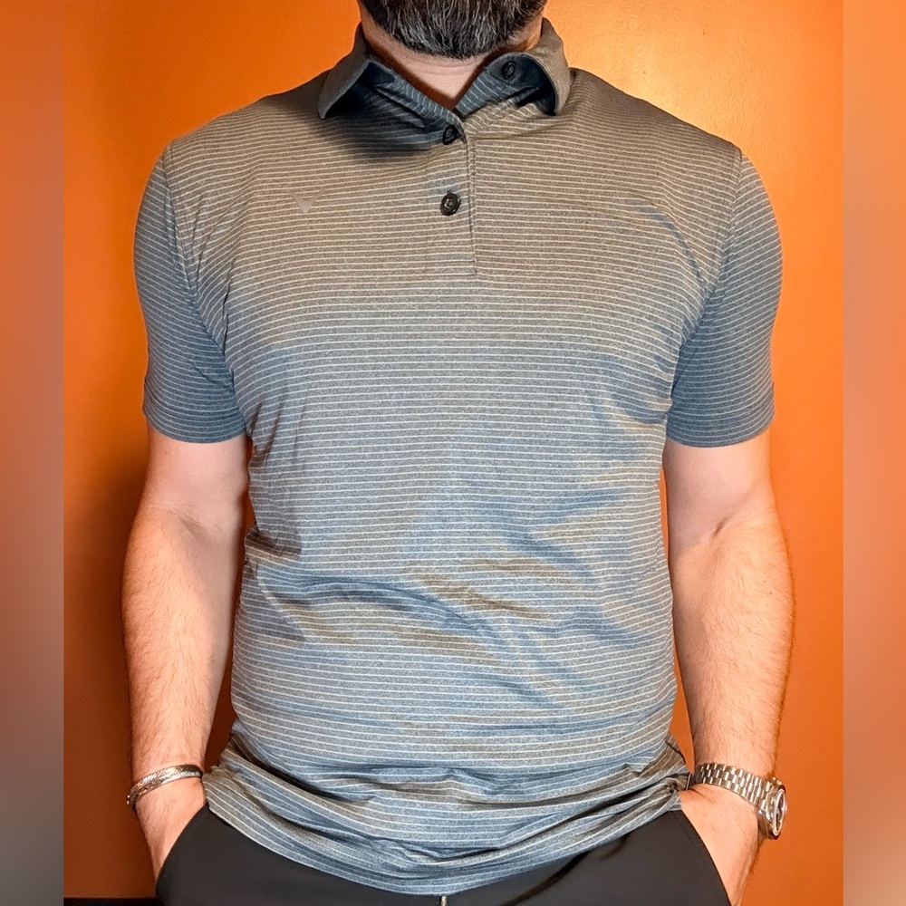Callaway Grey Striped Polo Shirt